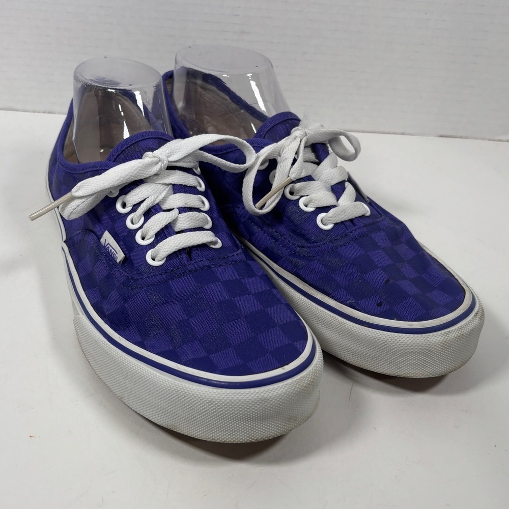 Vans Men's Purple and White Checkered Sneakers